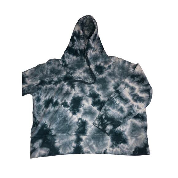 Athleta Cropped Hoodie Size 1X Plus Teal Blue Green Kangaroo Pocket Sporty Spice - Picture 3 of 8